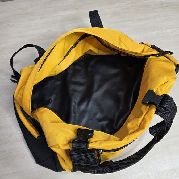 L.L. Bean Duffle Bag Yellow Black Nylon Travel Gym Tote - Picture 6 of 7